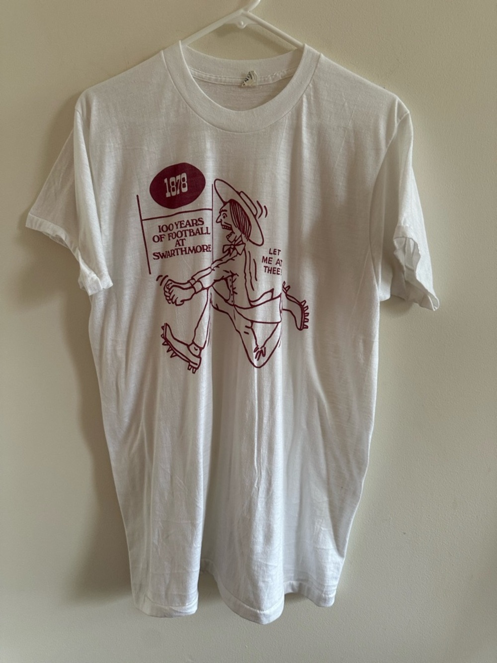 American Vintage White Long Sleeve Tee with Maroon Graphic